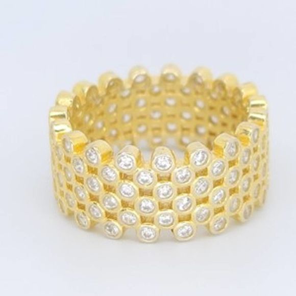 18K Yellow Gold Plated 925 ss 4.60cttw Diamond Simulant Eternity Ring Size 9 1/2 - Picture 4 of 10